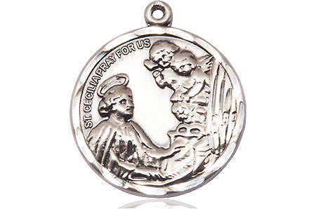 Sterling Silver Saint Cecilia Medal Large Catholic Jewelry ...