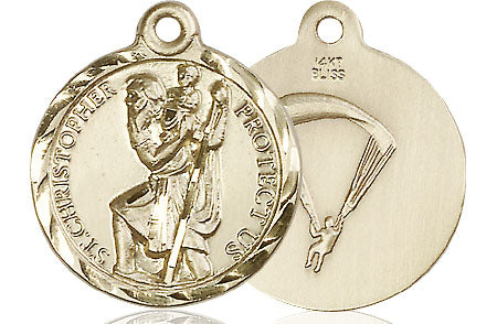 14kt Gold Saint Christopher Paratrooper Medal Medium Religious Jewelry ...