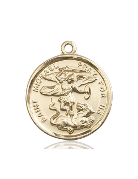 14kt Gold Saint Michael the Archangel Medal Large Catholic Jewelry ...