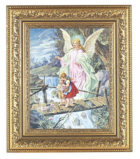 Guardian Angel In Antique Gold Frame 10.25X12.25" 8X10 Print ...