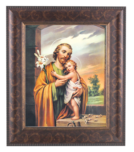 Saint Joseph In Art Deco Frame 10.25X12.25" 8X10 Print – CatholicShop.com