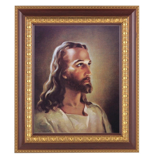 Head Of Christ In Cherry Frame 10.25X12.25" 8X10 Print – CatholicShop.com