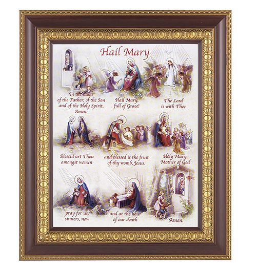 Hail Mary In Cherry Frame 10.25X12.25" 8X10 Print – CatholicShop.com