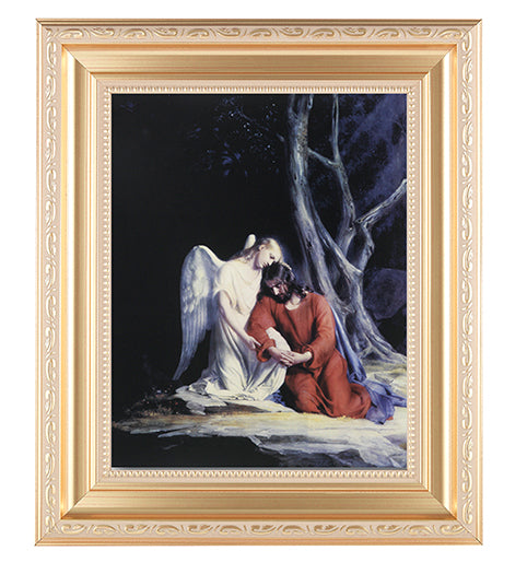 Christ With Angel In Satin Gold Frame 10.25X12.25" 8X10 Print ...