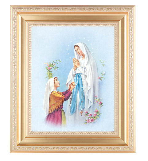 Our Lady Lourdes In Satin Gold Frame 10.25X12.25" 8X10 Print ...