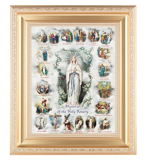 Mysteries Of The Rosary Satin Go Ld Frame 10.25X12.25" 8X10 Print ...