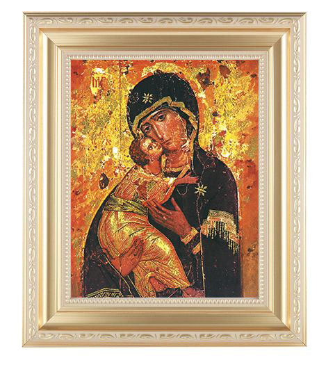 Our Lady Of Vladimir In Satin Gold Frame 10.25X12.25" 8X10 Print ...