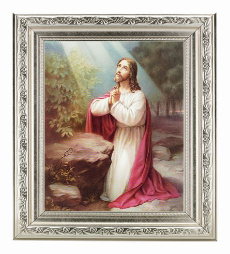 Christ On Mt.Olive In Ornate Silver Frame 10X12 8X10 Print ...
