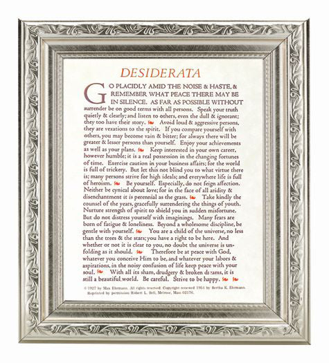 Desiderata In Ornate Silver Frame 10X12" 8X10 Print – CatholicShop.com
