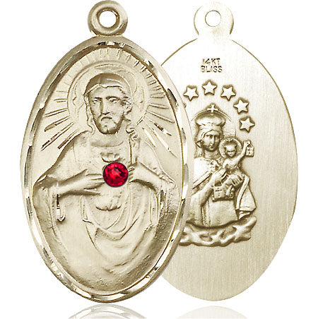 14kt Gold Scapular with Ruby Stone Medal – CatholicShop.com