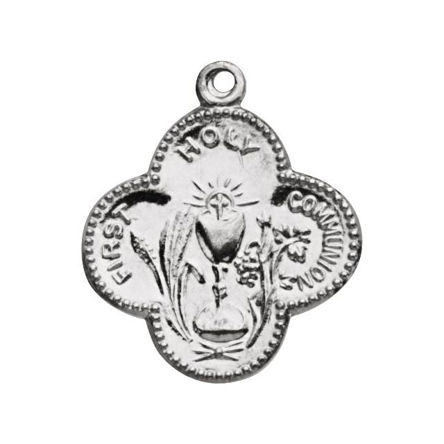 Sterling Silver 17.75 MM First Holy Communion Medal – CatholicShop.com