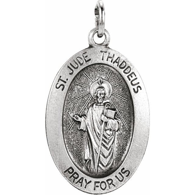 Sterling Silver 19x13.5 MM Oval Saint Jude Thaddeus Medal 8/1 ...