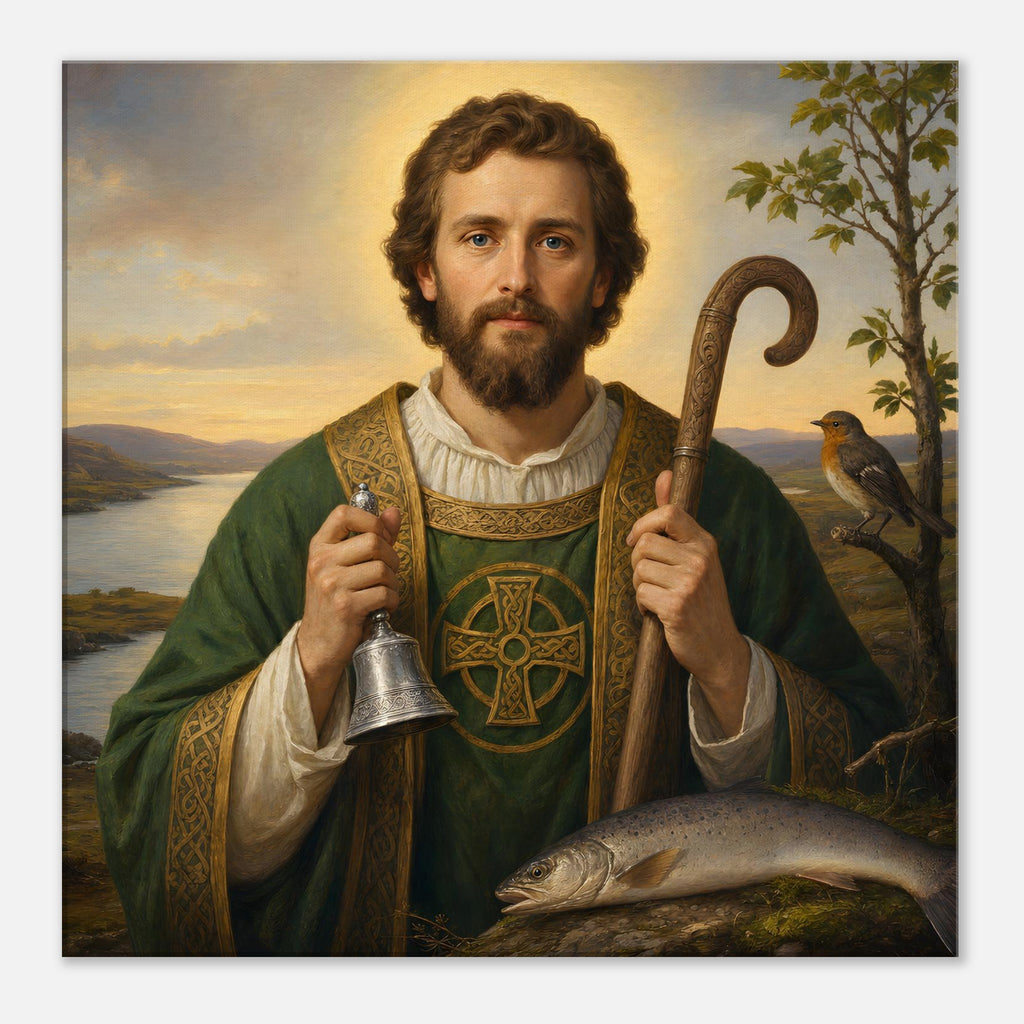 St. Kentigern Mungo Devotional Canvas — Catholic Religious Wall Art ...
