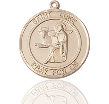 14kt Gold Saint Luke the Apostle Medal Large Catholic Jewelry and ...