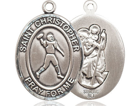 Saint Christopher Football Medal - Sterling Silver – CatholicShop.com