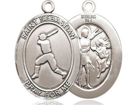 Sterling Silver Saint Sebastian Baseball Medal Large Catholic Jewelry ...