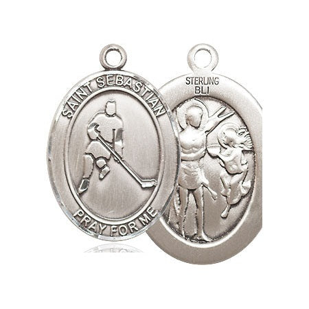 Sterling Silver Saint Sebastian Ice Hockey Medal – CatholicShop.com