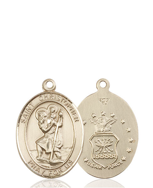 14kt Gold Saint Christopher Air Force Medal Medium Religious Jewelry ...