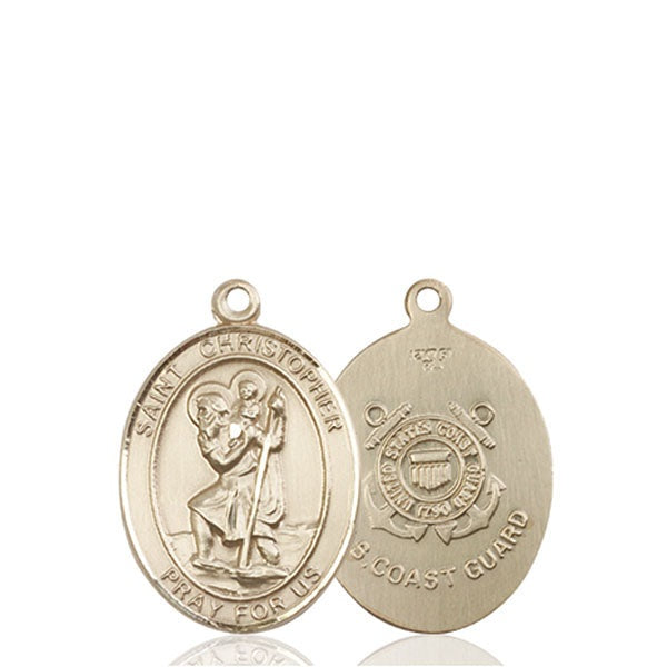 14kt Gold Saint Christopher Coast Guard Medal Medium Religious Jewelry ...