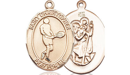 14kt Gold Saint Christopher Tennis Medal Medium Religious Jewelry ...