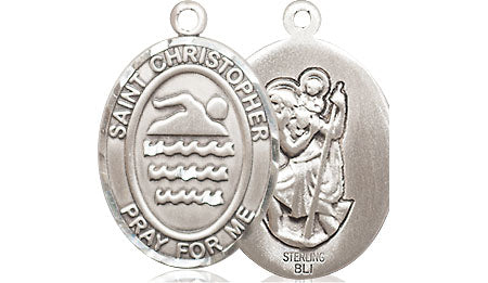 Sterling Silver Saint Christopher Swimming Medal – CatholicShop.com