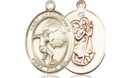 14kt Gold Saint Christopher Soccer Medal Medium Religious Jewelry ...