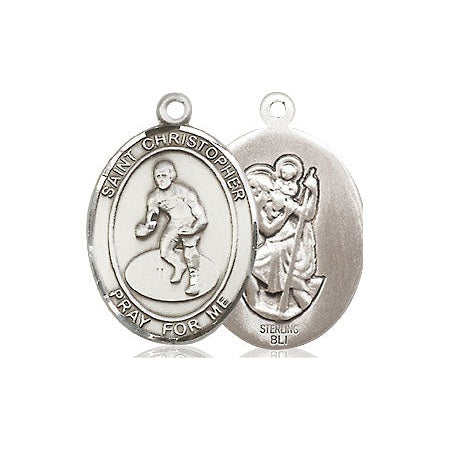 Saint Christopher Wrestling Medal - Sterling Silver – CatholicShop.com