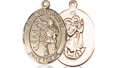14kt Gold Saint Christopher Karate Medal Medium Religious Jewelry ...