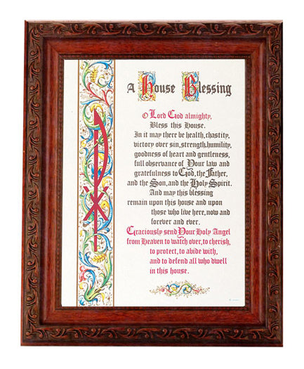 House Blessing 6X8" Print In 8.25X10.25" Ornate Wd Frame – CatholicShop.com