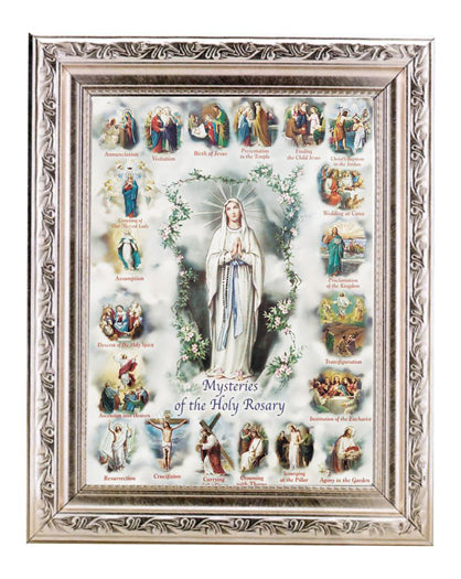 Mysteries Of The Rosary Print 8.25X10.25"Silver Wd Frame – CatholicShop.com