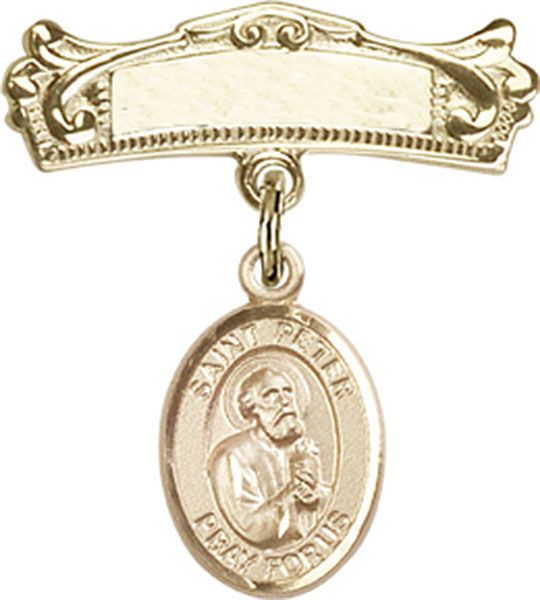 14kt Gold Filled Badge Pin St. Peter the Apostle Baby Badge ...