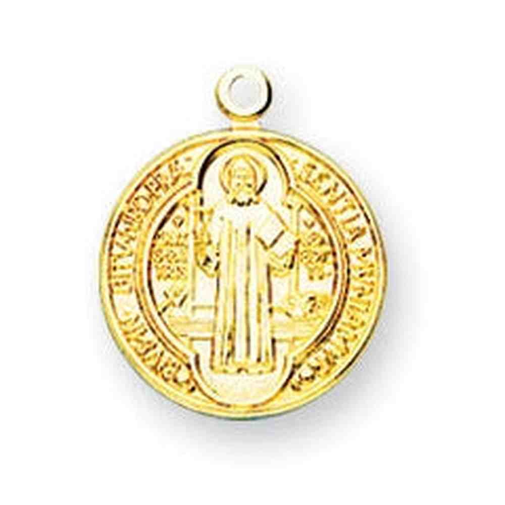 5/8 Gold Over Sterling Silver Saint Benedict Medal with 18 Chain ...
