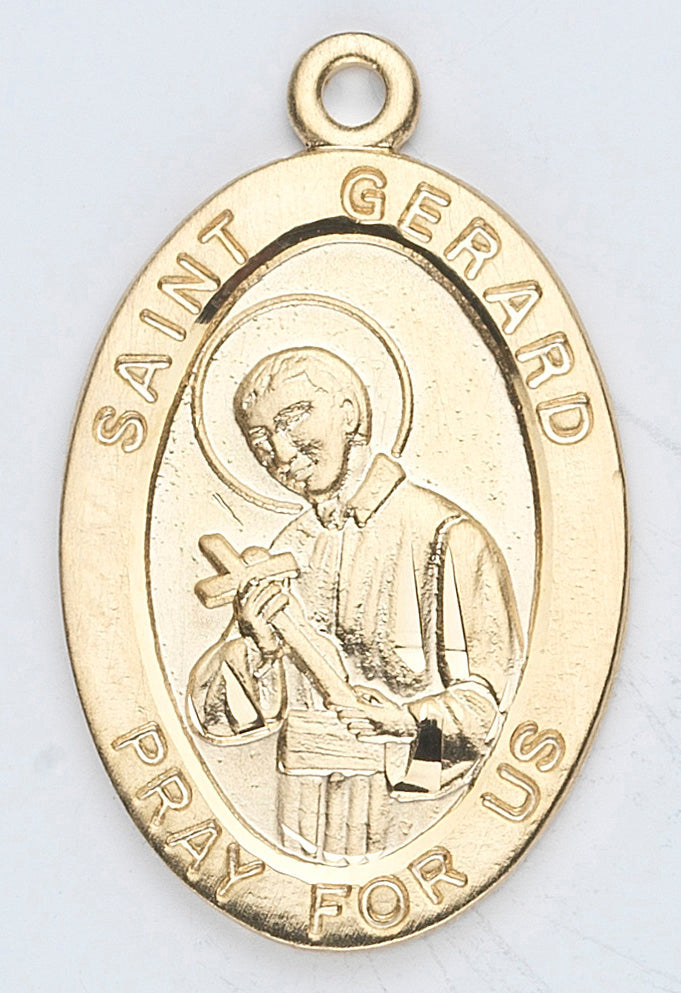 7/8 Oval Gold Over Sterling Silver Saint Gerard Medal with 20 Chain ...