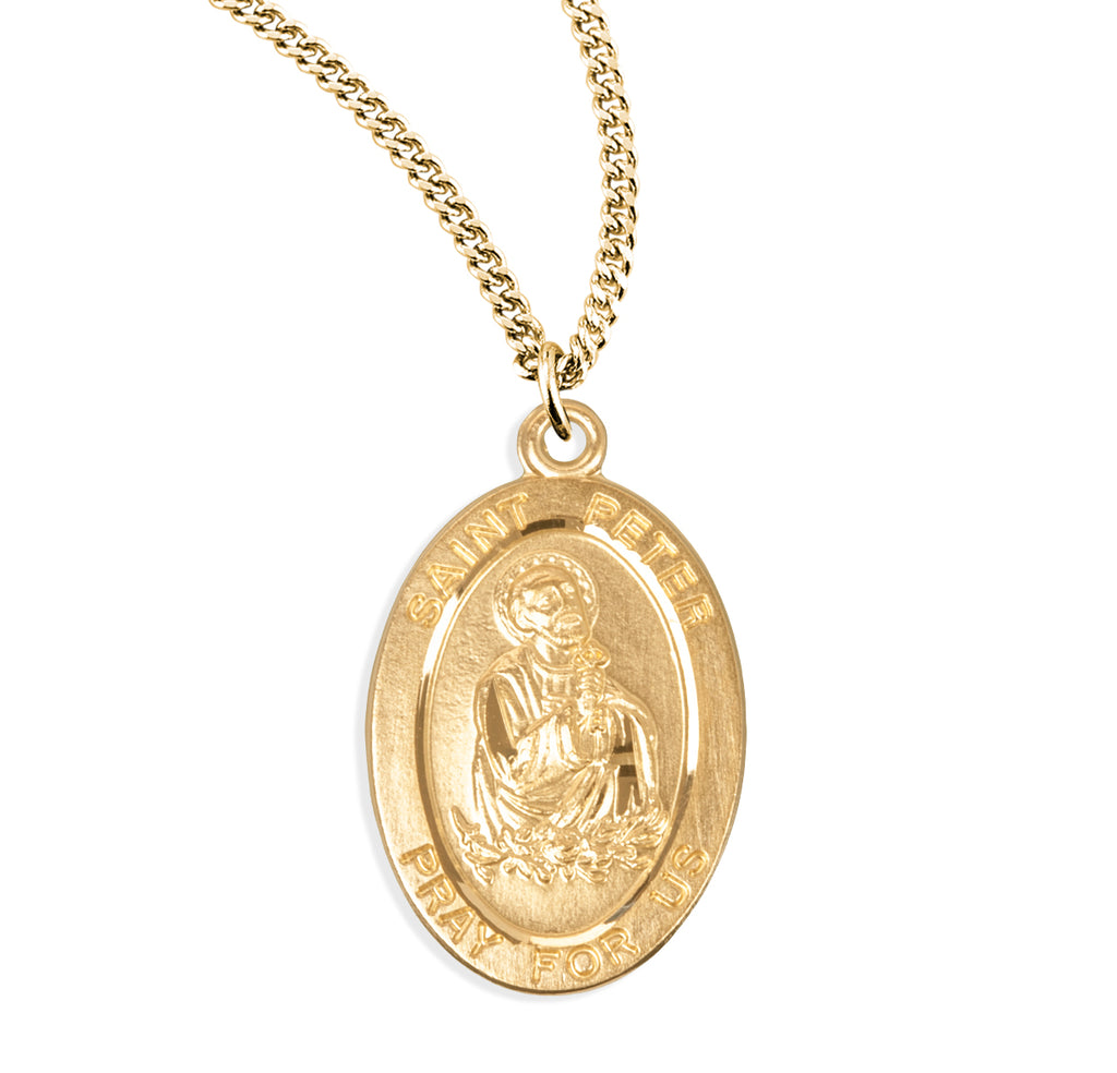 Patron Saint Peter Oval Gold Over Sterling Silver Medal – CatholicShop.com