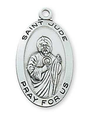 Sterling Silver Medal of St Jude with 18-inch Chain - Engravable ...