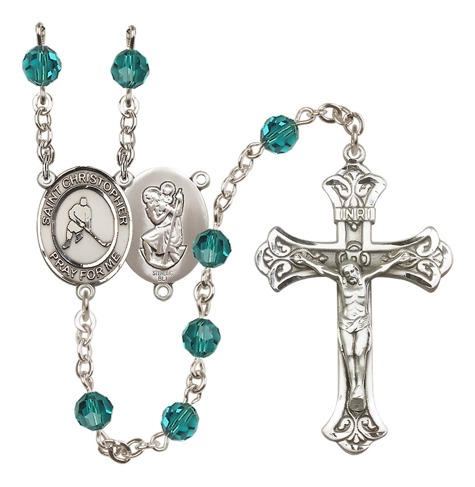 Sterling Silver Saint Christopher Ice Hockey Rosary – CatholicShop.com