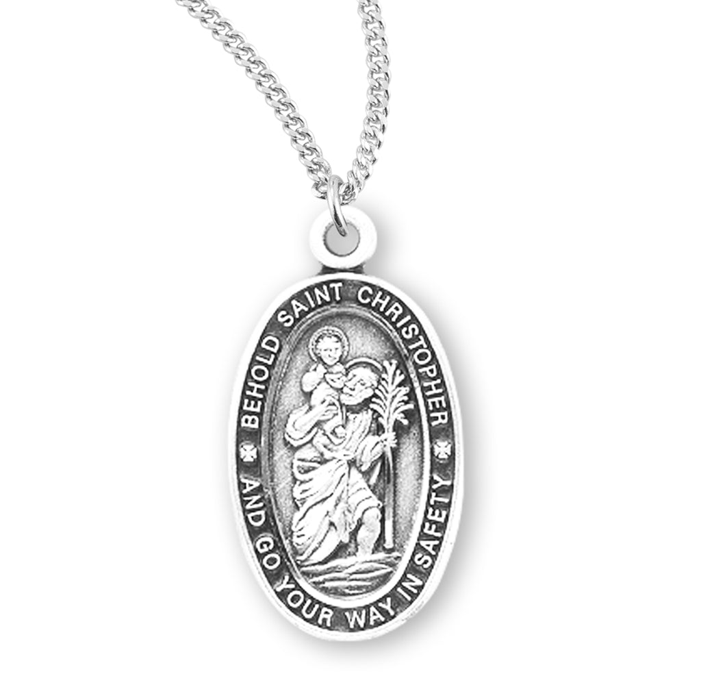 Sterling Silver Oval Saint Christopher Medal – CatholicShop.com