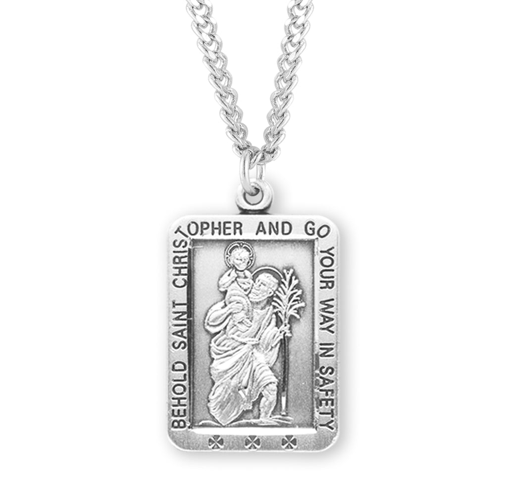 Sterling Silver Square Saint Christopher Medal – CatholicShop.com