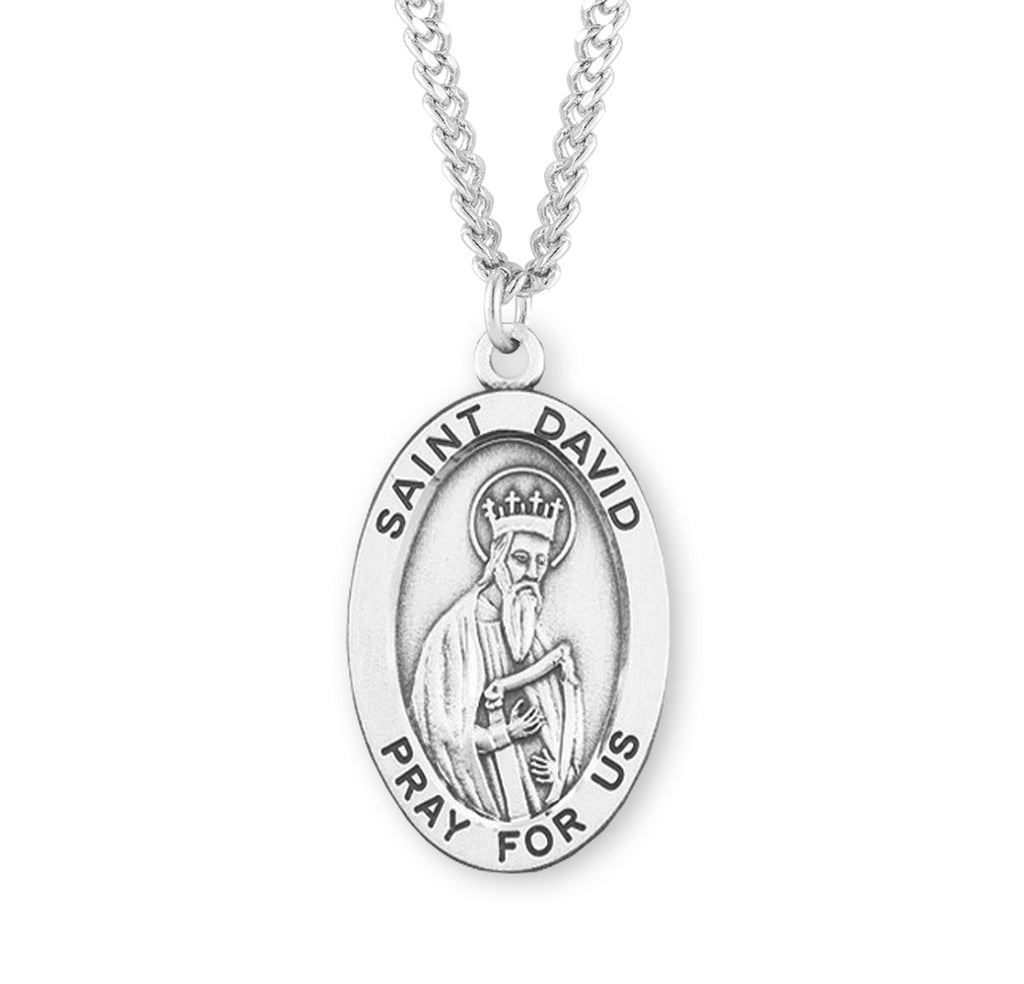 Patron Saint David Oval Sterling Silver Medal – CatholicShop.com