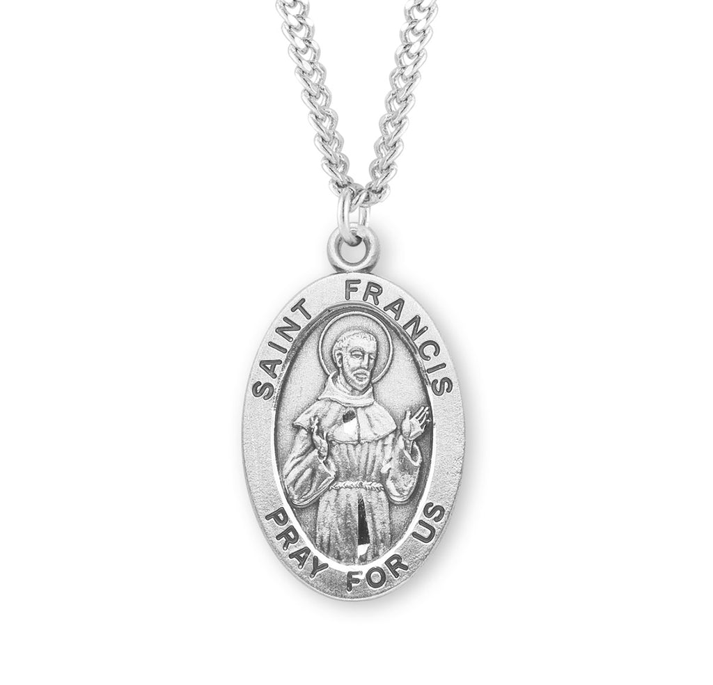 Sterling Silver Oval Shaped Saint Francis Medal – CatholicShop.com