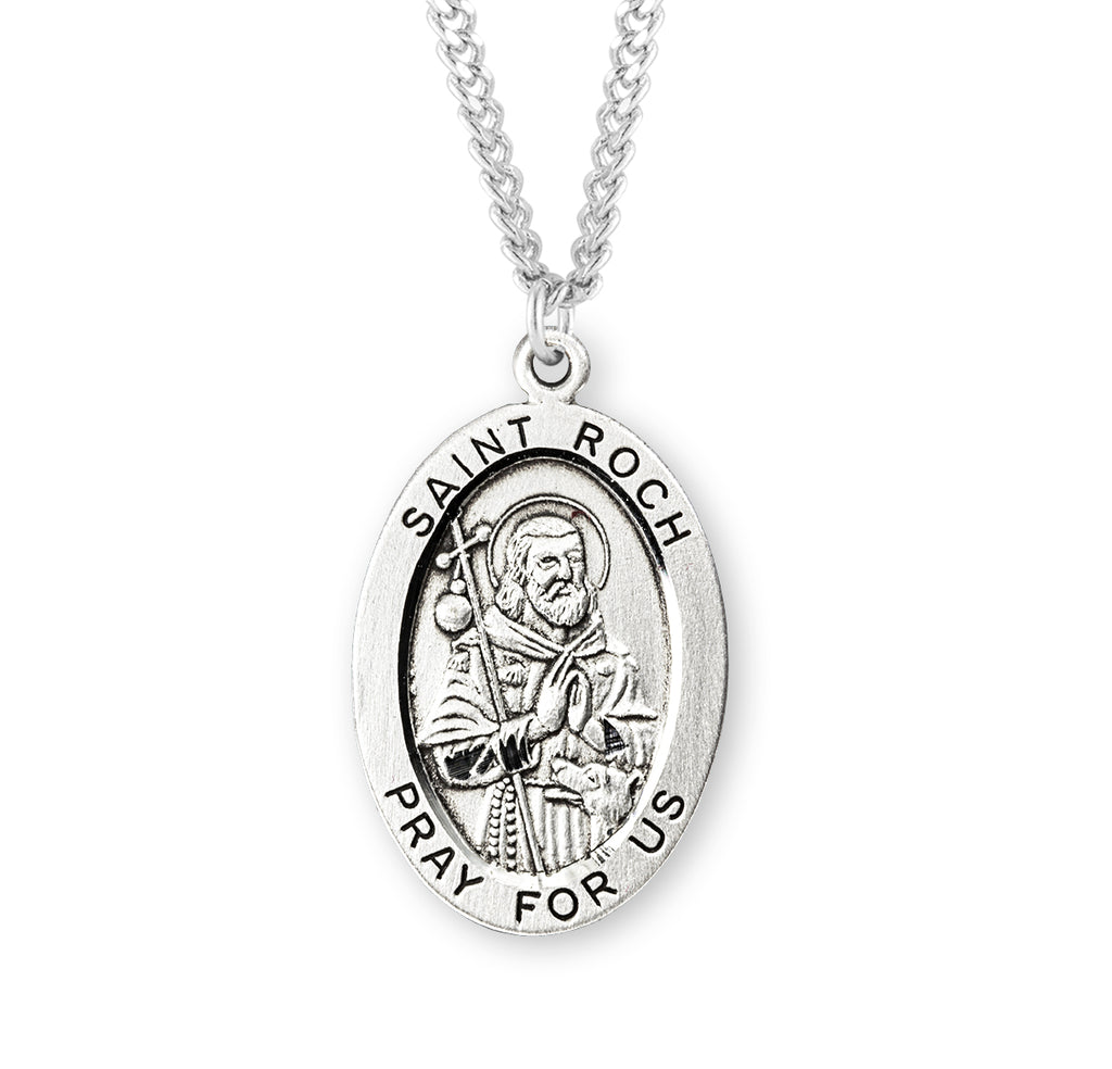 Patron Saint Roch Oval Sterling Silver Medal – CatholicShop.com