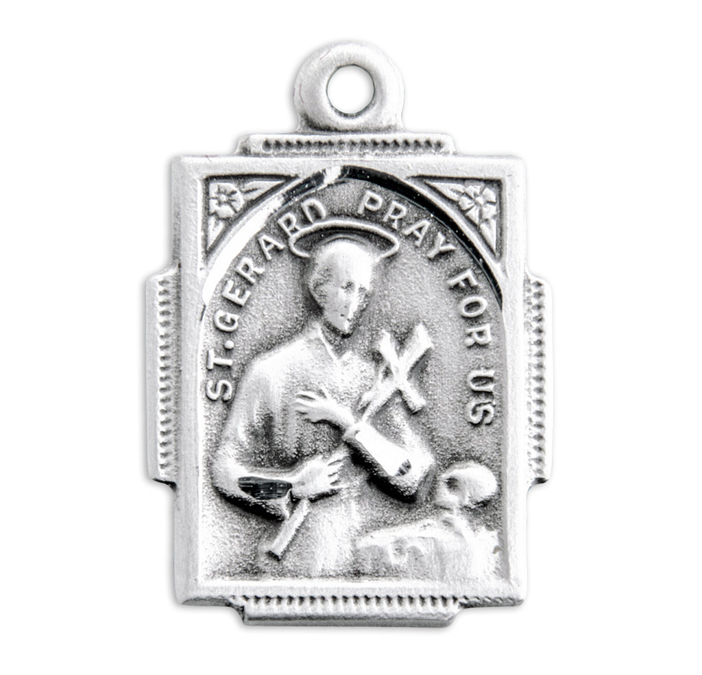 3/4 Square Sterling Silver Saint Gerard Medal with 18 Chain ...