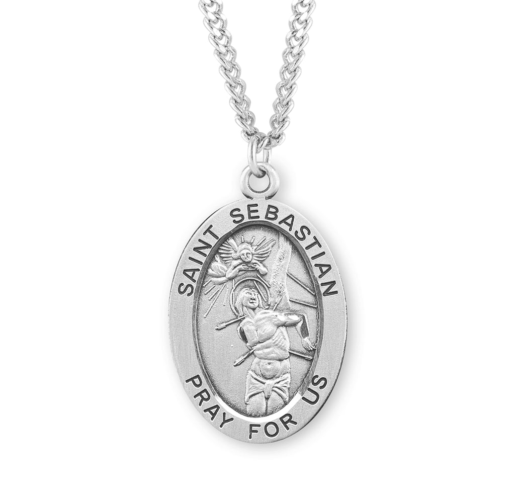 Sterling Silver Oval Shaped Saint Sebastian Medal – CatholicShop.com