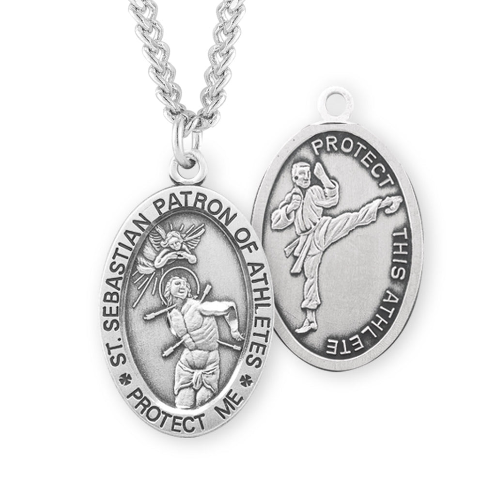 Sterling Silver Saint Sebastian Martial Arts Athlete Medal ...