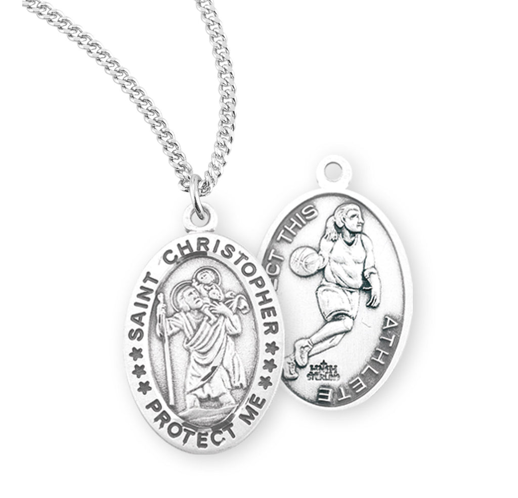 Sterling Silver Saint Christopher Basketball Athlete Medal ...