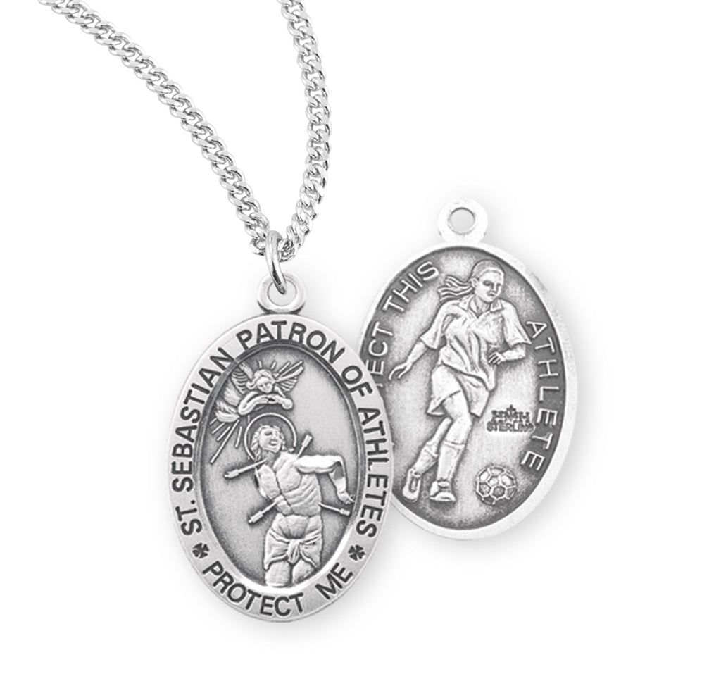 Sterling Silver Saint Sebastian Soccer Athlete Medal – CatholicShop.com