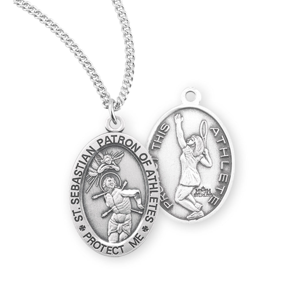 Sterling Silver Saint Sebastian Tennis Athlete Medal – CatholicShop.com