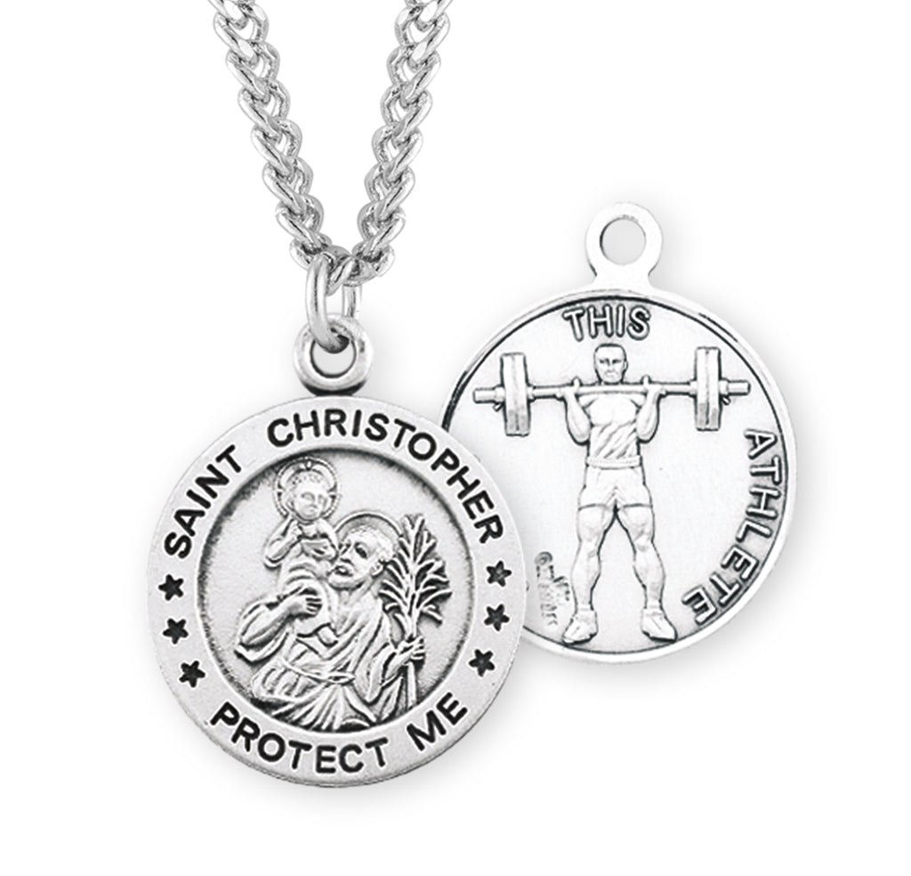 Sterling Silver Saint Christopher Weight Lifting Athlete Medal ...