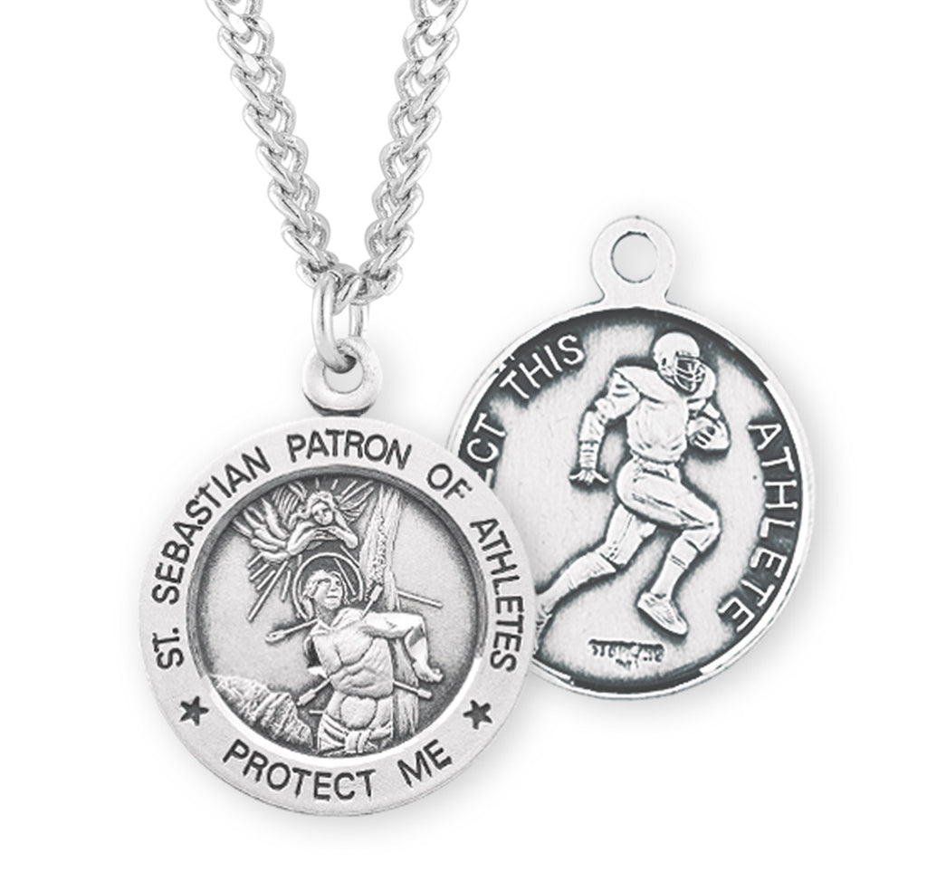 Sterling Silver Saint Sebastian Football Athlete Medal – CatholicShop.com
