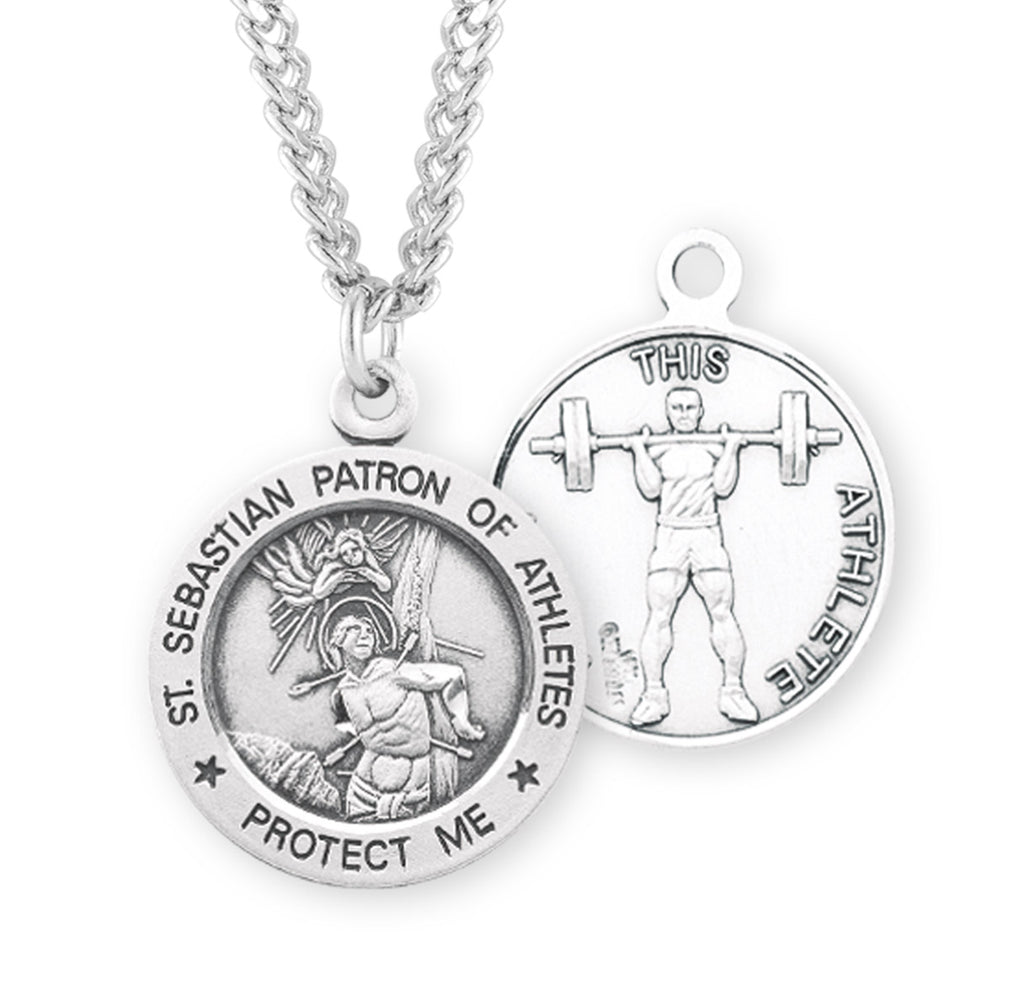 Sterling Silver Saint Sebastian Weight Lifting Athlete Medal ...